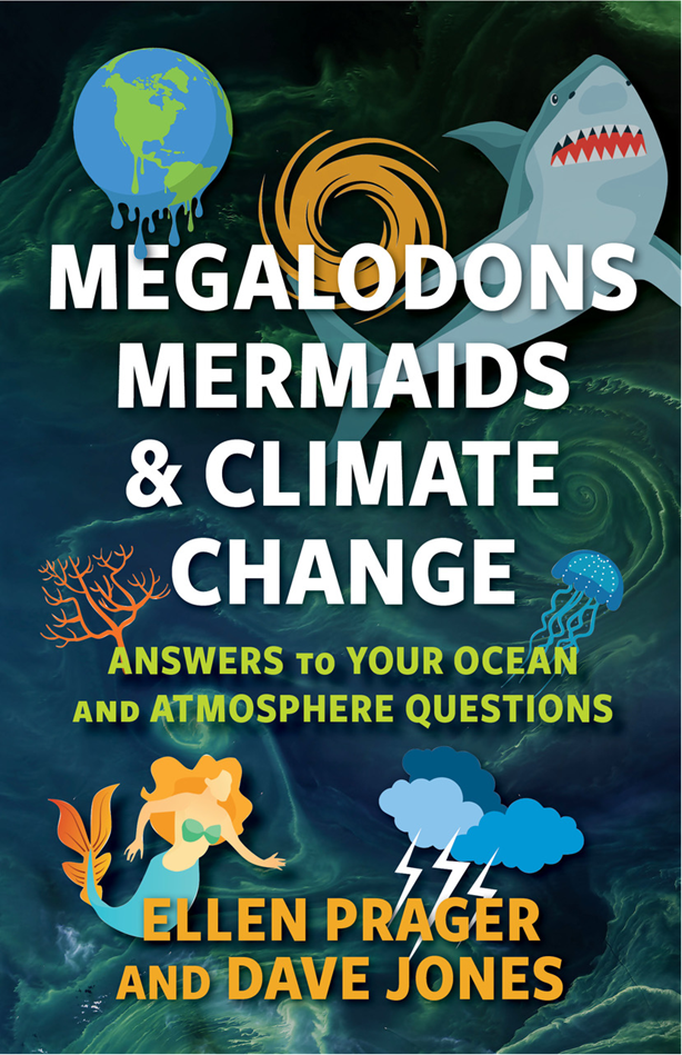 book cover: megalodons, mermaids and climate change